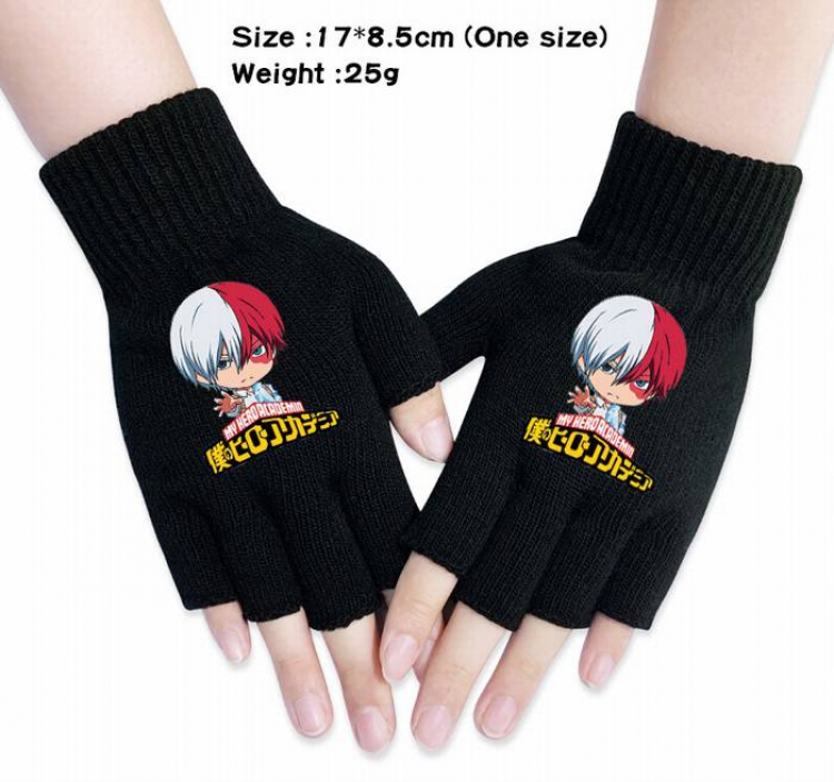 My Hero Academia-7A Black Anime knitted half finger gloves