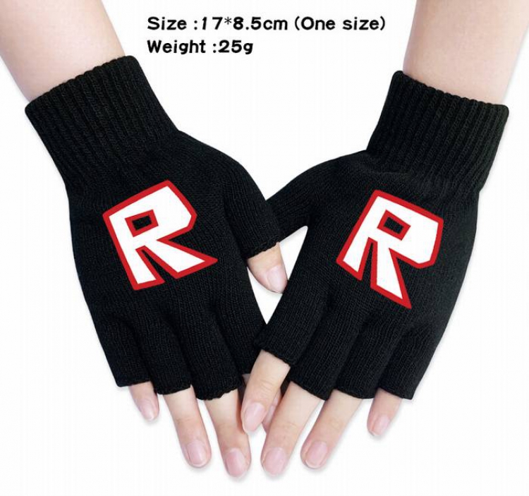 Roblox-11A Black Anime knitted half finger gloves