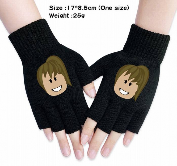 Roblox-4A Black Anime knitted half finger gloves