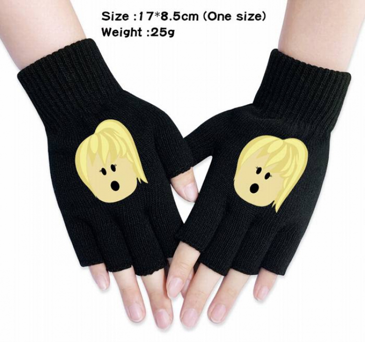 Roblox-3A Black Anime knitted half finger gloves