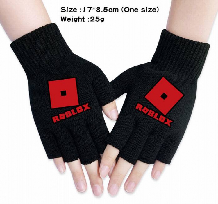 Roblox-1A Black Anime knitted half finger gloves