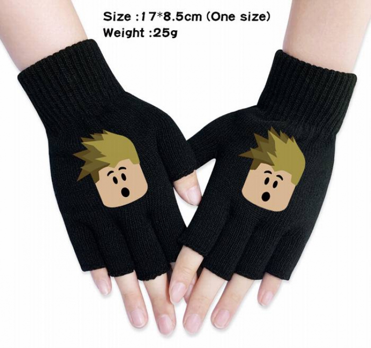 Roblox-8A Black Anime knitted half finger gloves