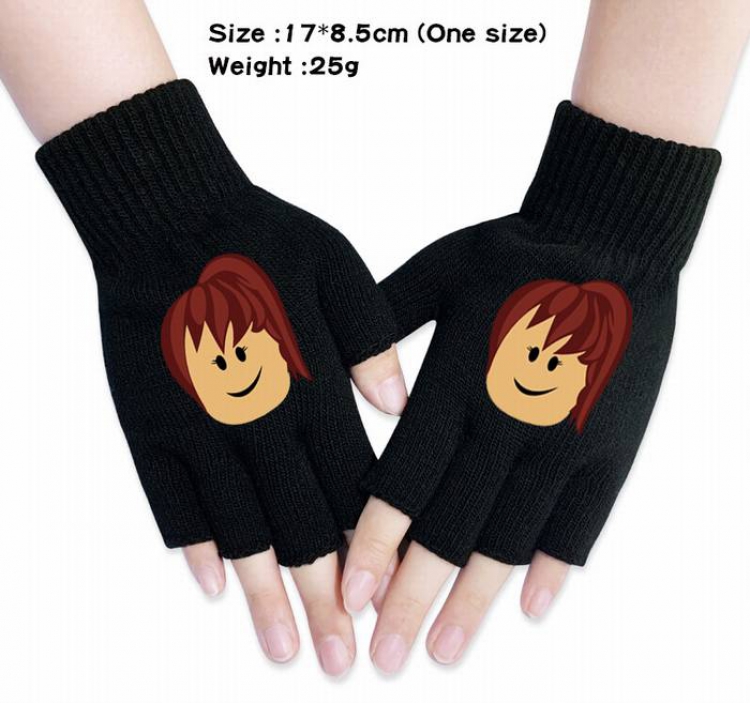 Roblox-5A Black Anime knitted half finger gloves