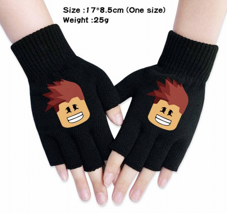 Roblox-7A Black Anime knitted half finger gloves