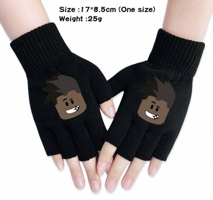 Roblox-9A Black Anime knitted half finger gloves