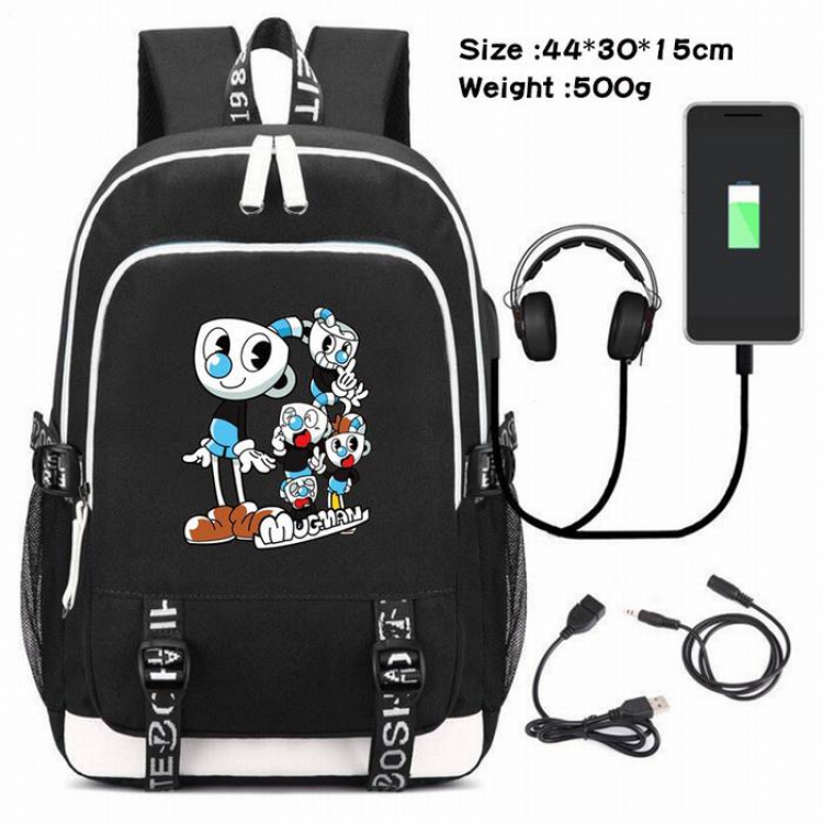 Cuphead-051 Anime USB Charging Backpack Data Cable Backpack