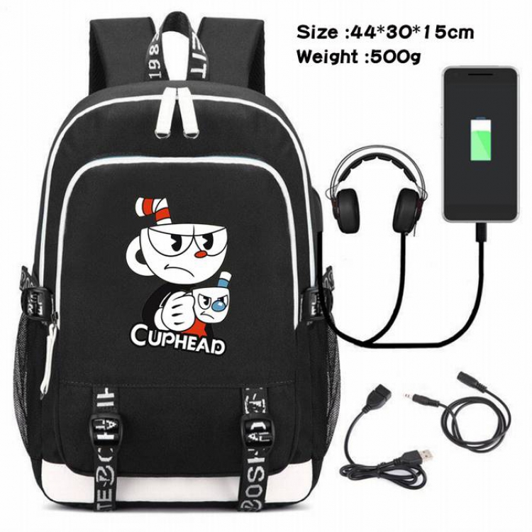 Cuphead-053 Anime USB Charging Backpack Data Cable Backpack