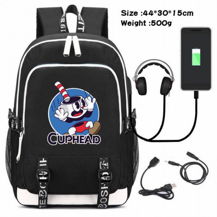 Cuphead-055 Anime USB Charging Backpack Data Cable Backpack