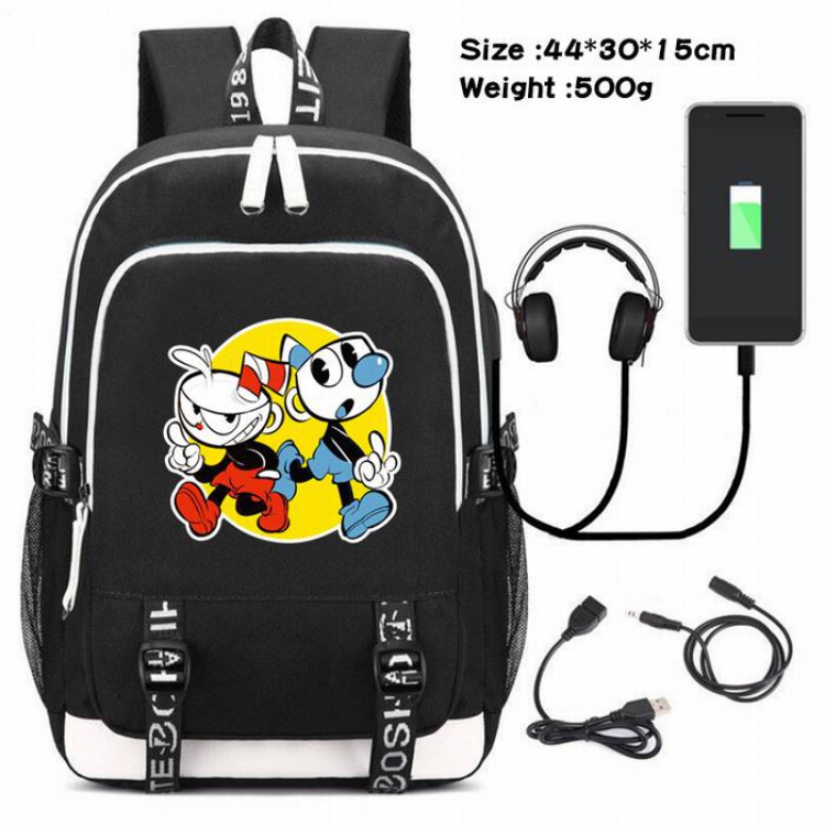 Cuphead-056 Anime USB Charging Backpack Data Cable Backpack