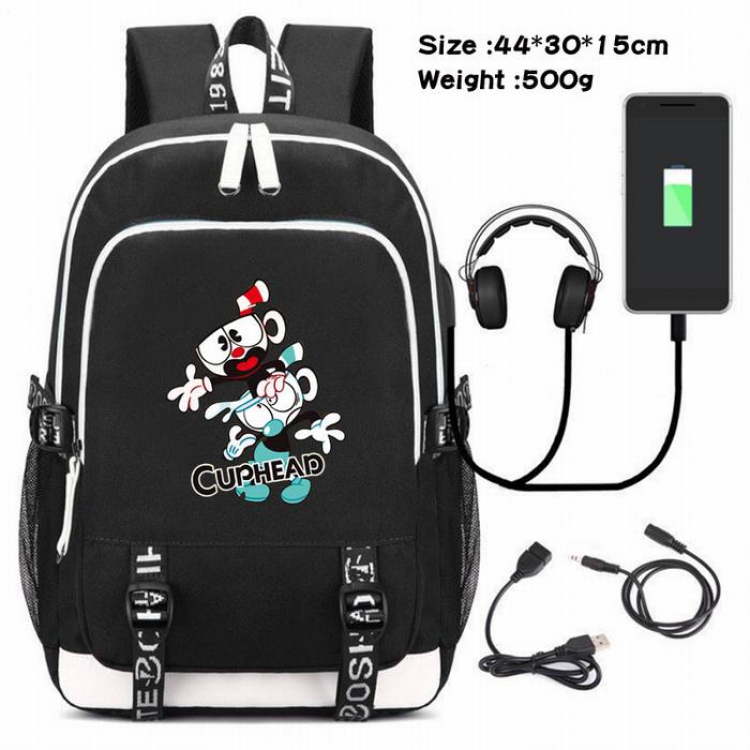 Cuphead-054 Anime USB Charging Backpack Data Cable Backpack