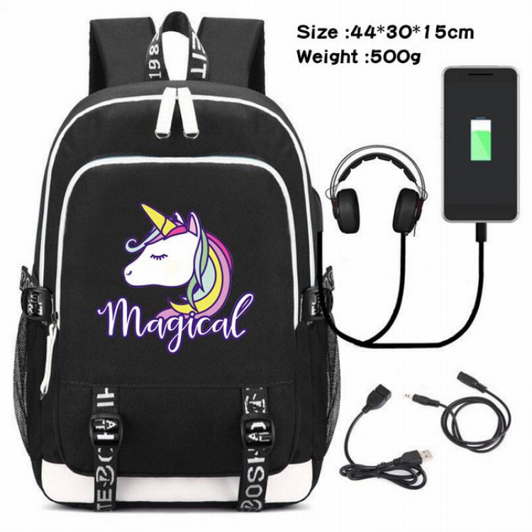 Unicorn-079 Anime USB Charging Backpack Data Cable Backpack