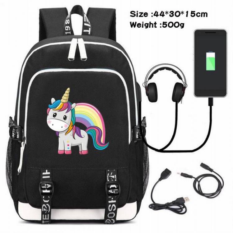 Unicorn-081 Anime USB Charging Backpack Data Cable Backpack