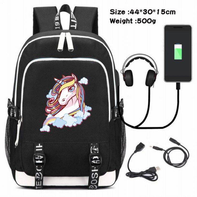 Unicorn-080 Anime USB Charging Backpack Data Cable Backpack