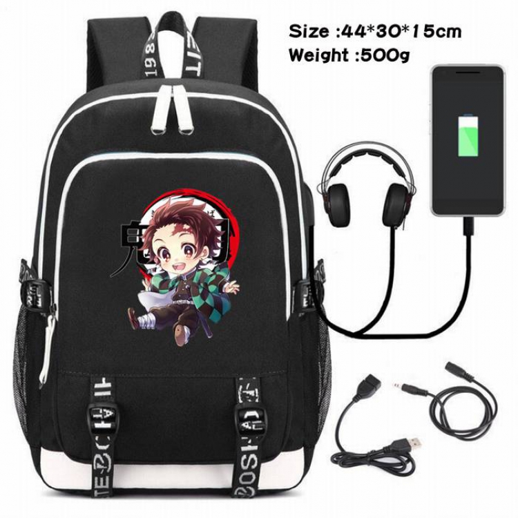 Demon Slayer Kimets-120 Anime USB Charging Backpack Data Cable Backpack