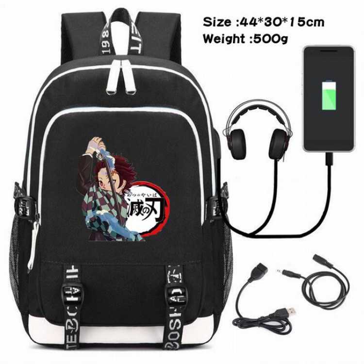 Demon Slayer Kimets-125 Anime USB Charging Backpack Data Cable Backpack