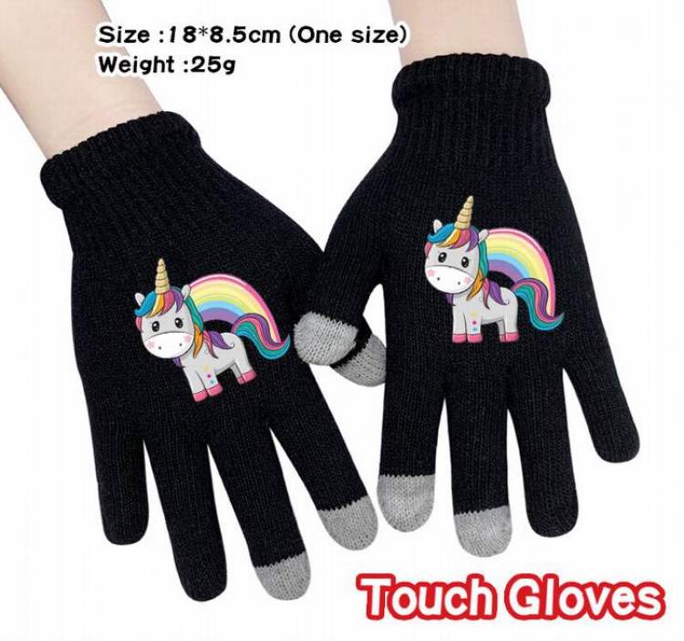 Unicorn-3A Black Anime knit full finger touch screen gloves