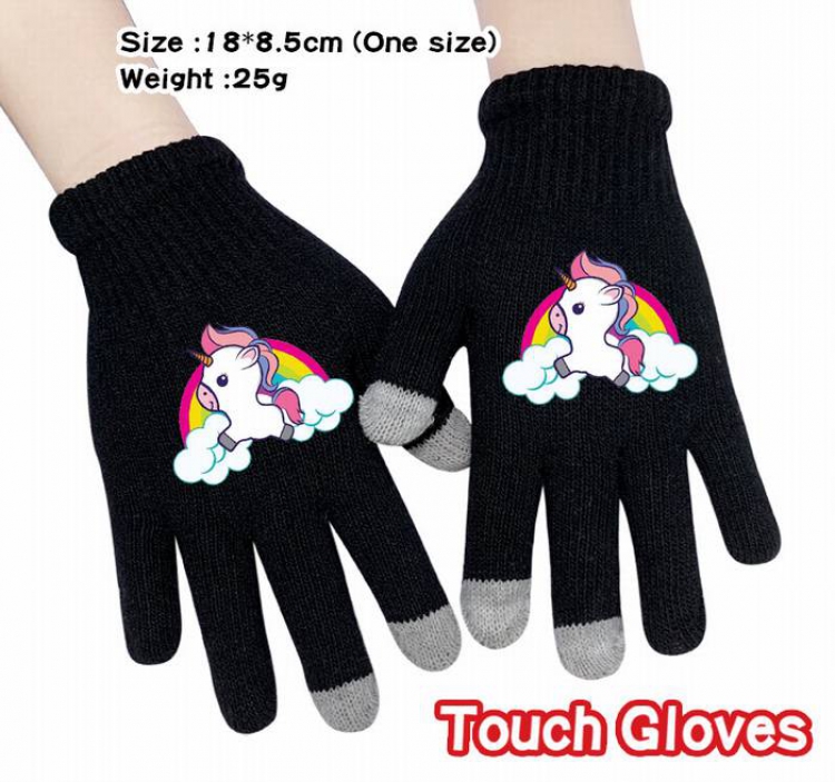 Unicorn-4A Black Anime knit full finger touch screen gloves