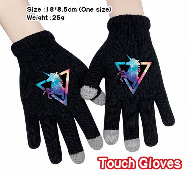Unicorn-8A Black Anime knit full finger touch screen gloves