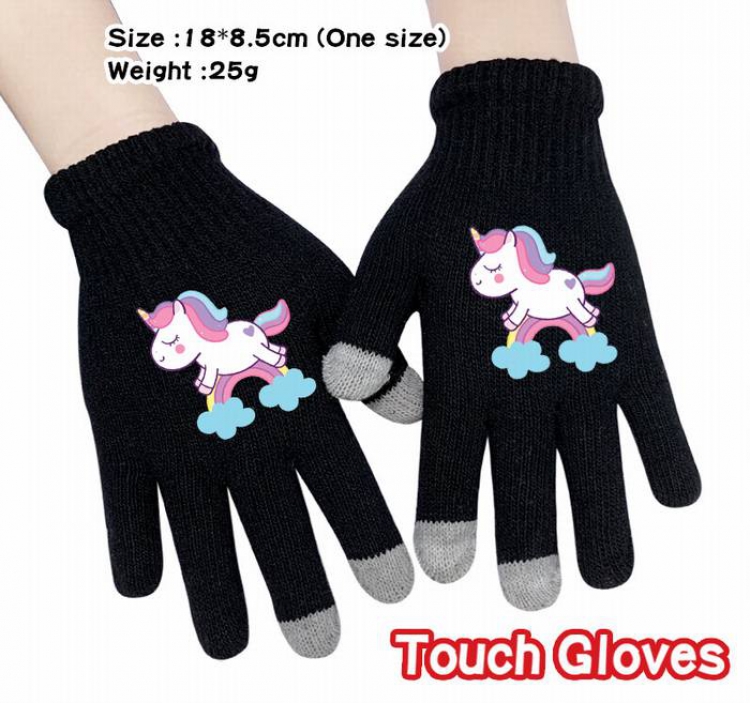 Unicorn-7A Black Anime knit full finger touch screen gloves