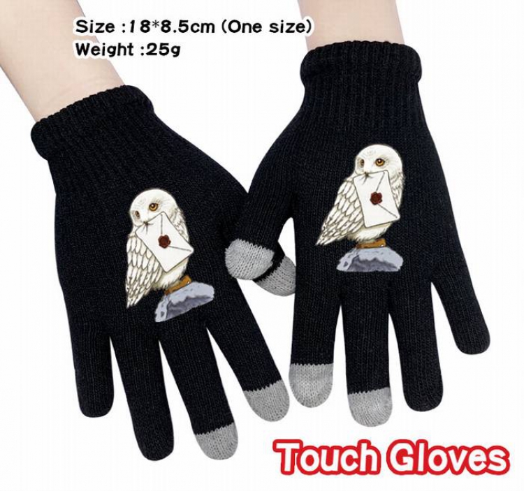 Harry Potter-12A Black Anime knit full finger touch screen gloves