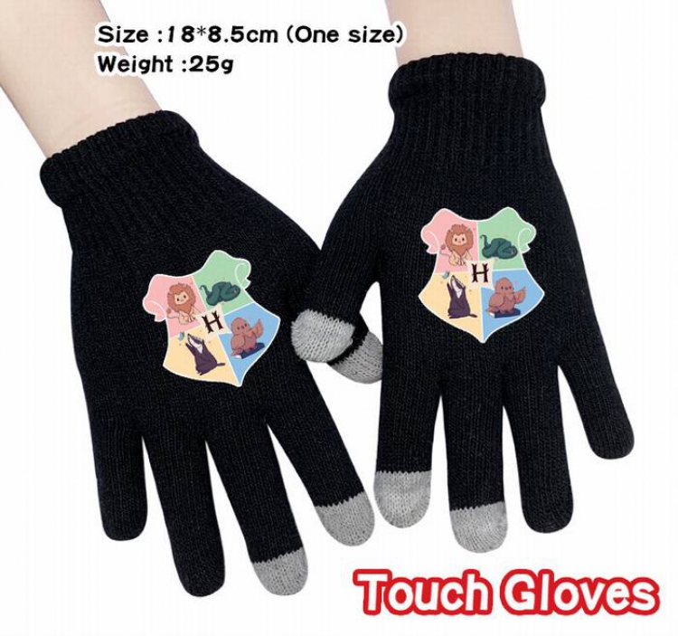 Harry Potter-14A Black Anime knit full finger touch screen gloves