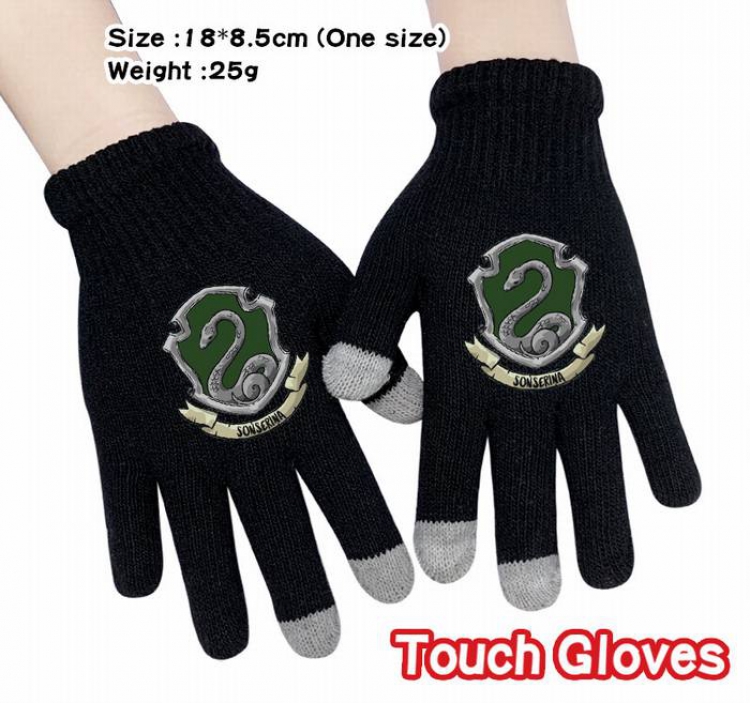 Harry Potter-7A Black Anime knit full finger touch screen gloves