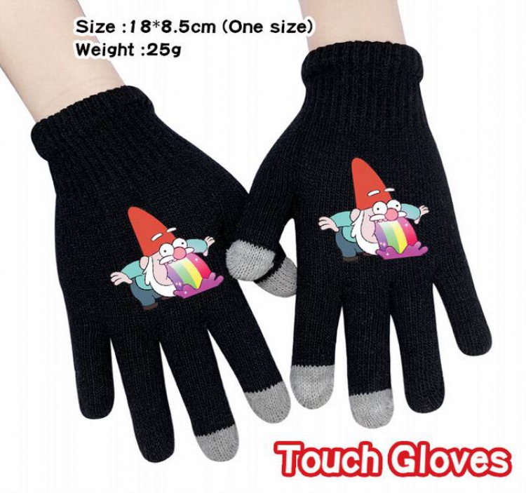 Gravity Falls-10A Black Anime knit full finger touch screen gloves