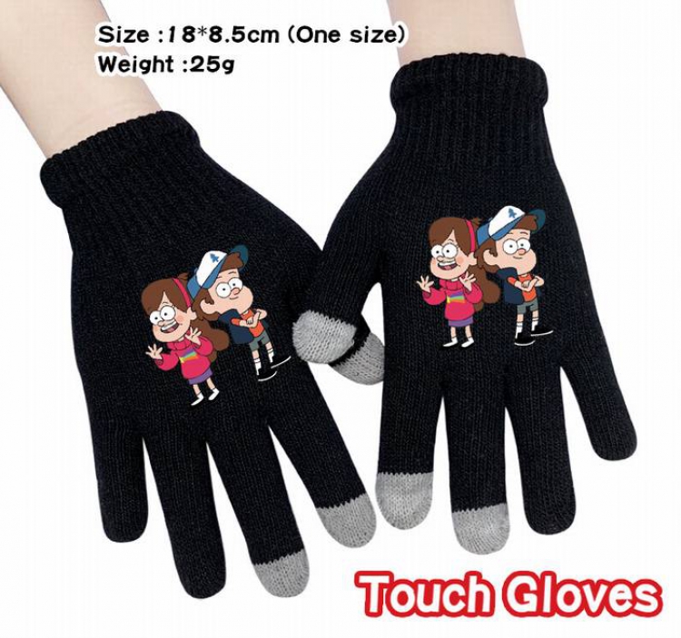 Gravity Falls-1A Black Anime knit full finger touch screen gloves