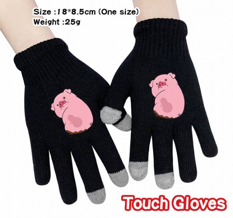 Gravity Falls-11A Black Anime knit full finger touch screen gloves