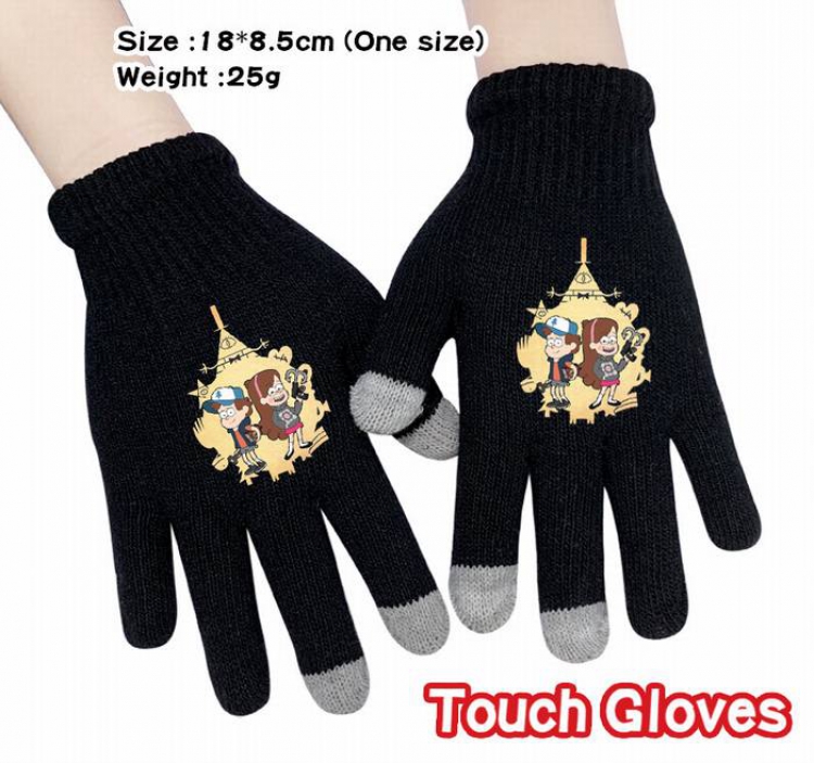 Gravity Falls-4A Black Anime knit full finger touch screen gloves