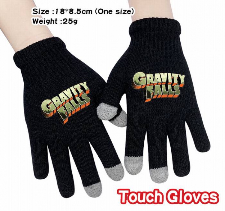 Gravity Falls-2A Black Anime knit full finger touch screen gloves