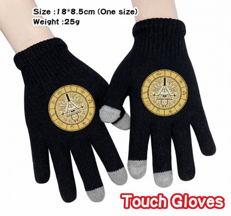 Gravity Falls-3A Black Anime knit full finger touch screen gloves