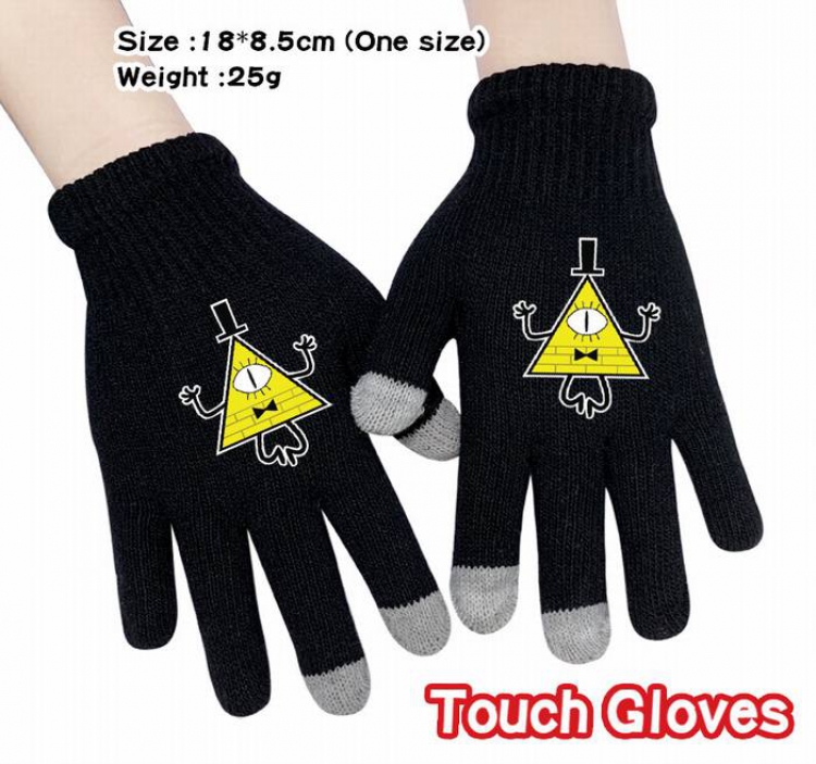 Gravity Falls-6A Black Anime knit full finger touch screen gloves