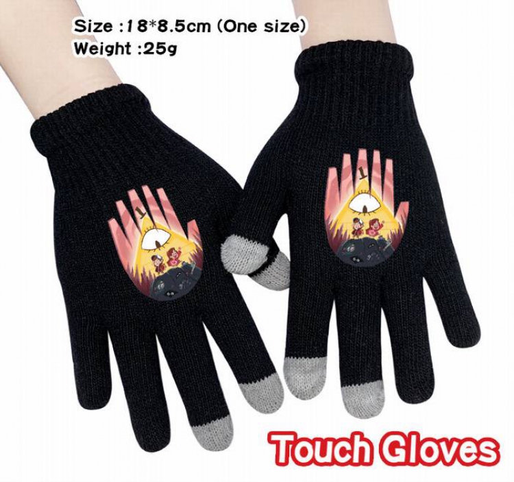 Gravity Falls-9A Black Anime knit full finger touch screen gloves