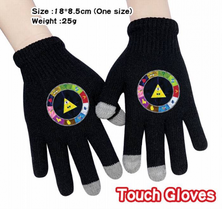 Gravity Falls-8A Black Anime knit full finger touch screen gloves