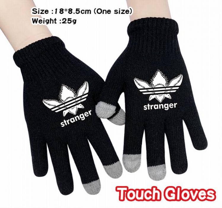 Stranger Things-5A Black Anime knit full finger touch screen gloves