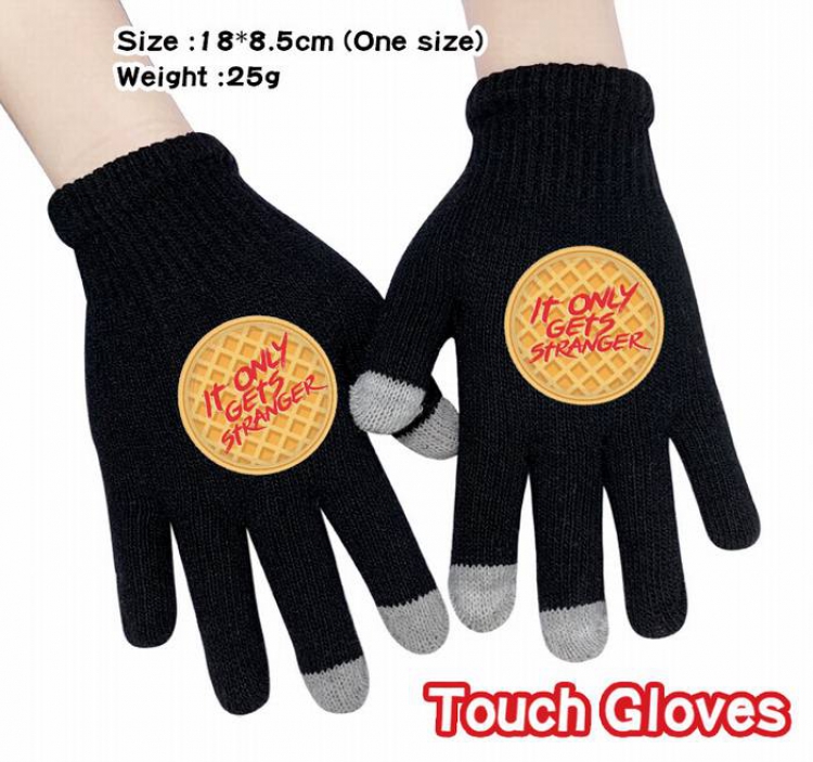 Stranger Things-4A Black Anime knit full finger touch screen gloves