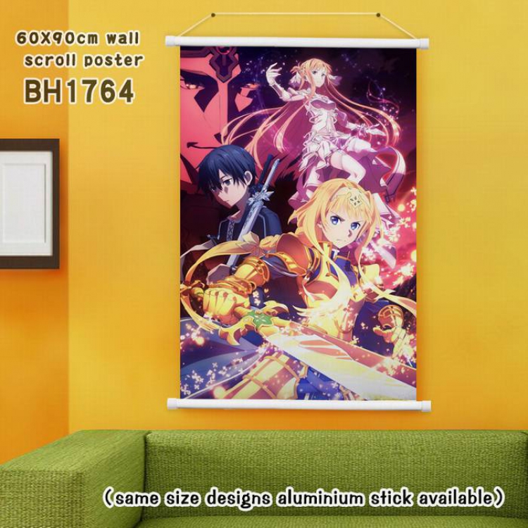 Sword Art Online White Plastic rod Cloth painting Wall Scroll 60X90CM BH1764