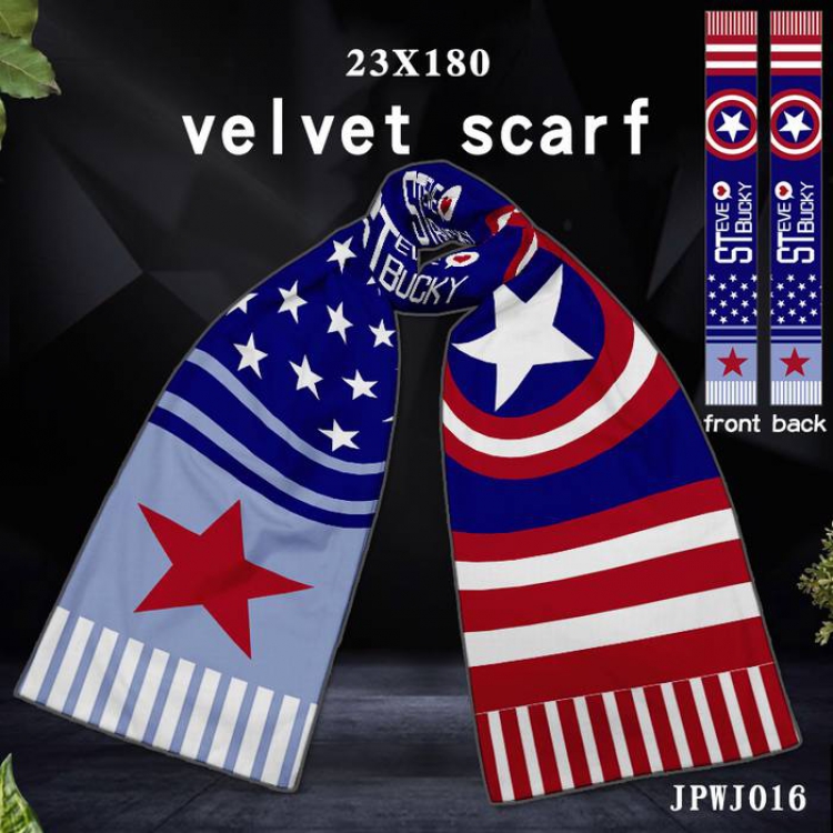 JPWJ016-The Avengers Captain America Full color velvet scarf 23X180CM