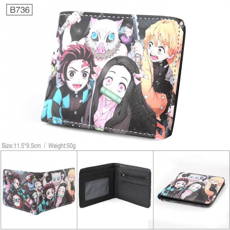 Demon Slayer Kimets Full color PU twill two fold short wallet B736