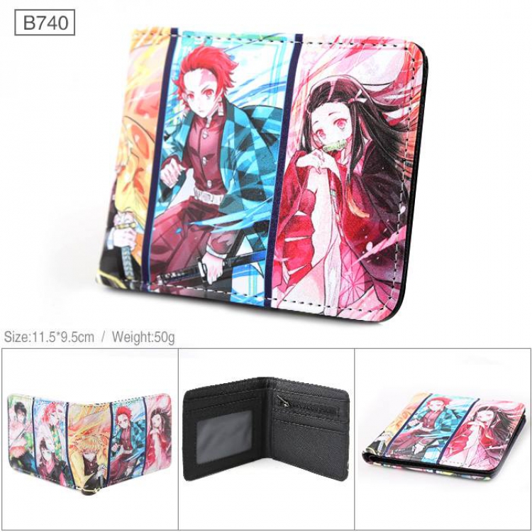 Demon Slayer Kimets Full color PU twill two fold short wallet B740