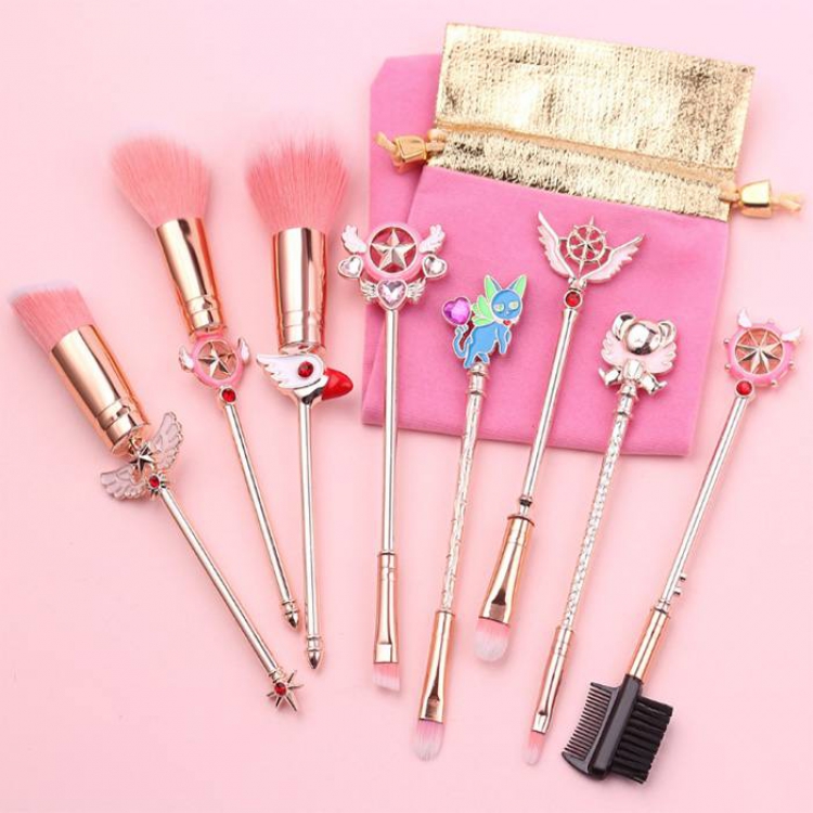 Card Captor Sakura Light rose gold makeup brush a set of eight Cloth bag 15.5-19.5CM  price for 2 set