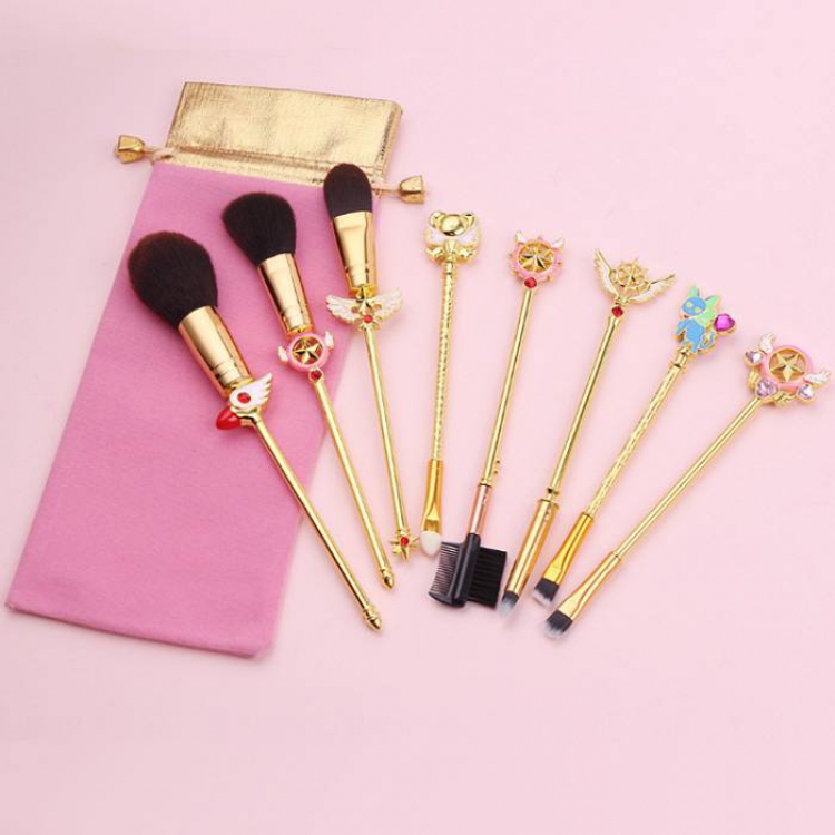 Card Captor Sakura Princess gold makeup brush a set of eight Cloth bag 15.5-19.5CM  price for 2 set