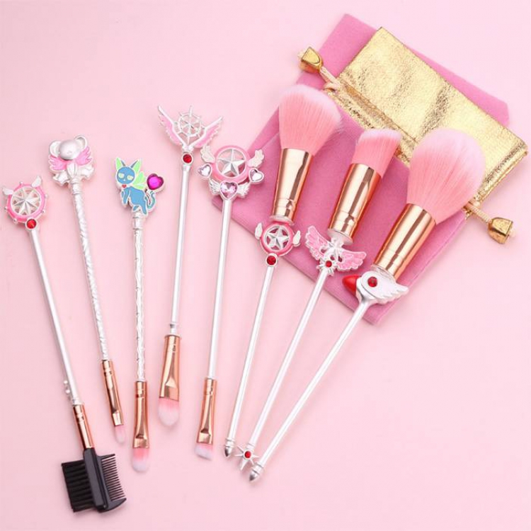 Card Captor Sakura Milky silver makeup brush a set of eight Cloth bag 15.5-19.5CM  price for 2 set