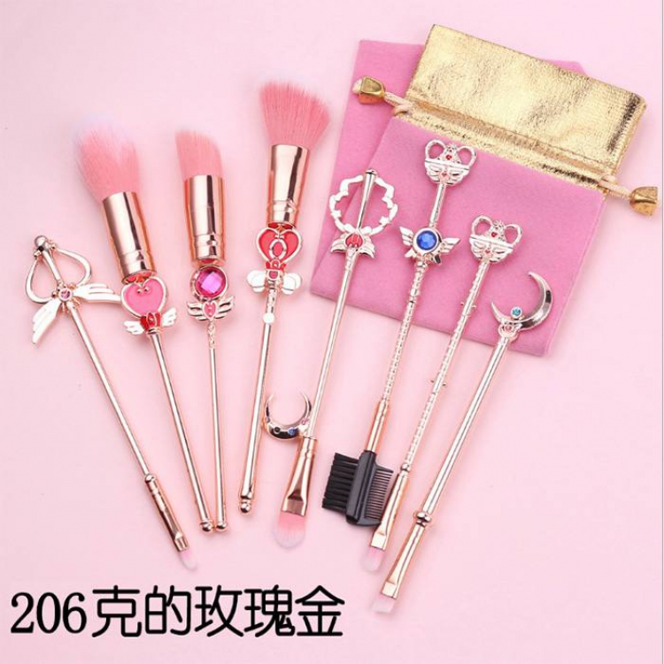 SailorMoon Rose gold makeup brush a set of eight 13.5-17.5CM price for 2 set