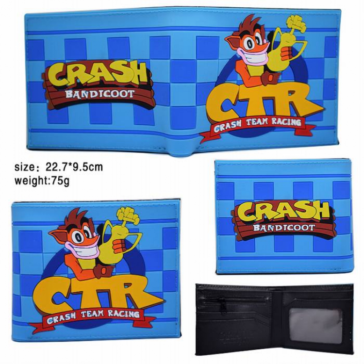 Crash Bandicoot  Short two fold silicone wallet