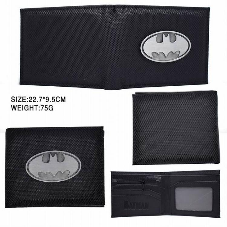 Batman Iron medal Short two fold silicone wallet