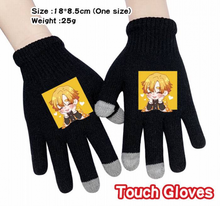 Demon Slayer Kimets-9A Black Anime knit full finger touch screen gloves