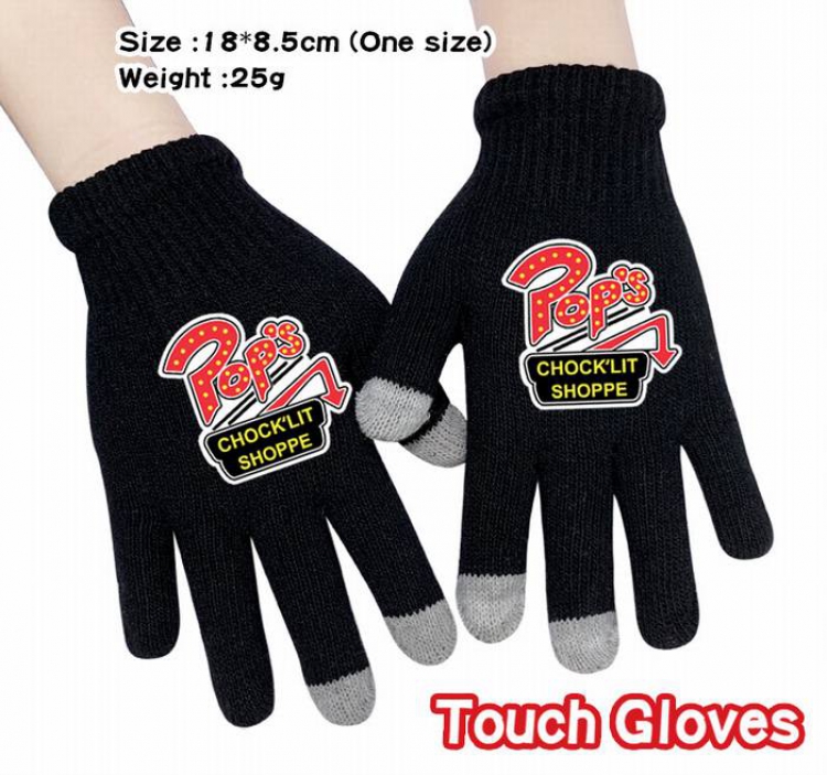 Riverdale-2A Black Anime knit full finger touch screen gloves