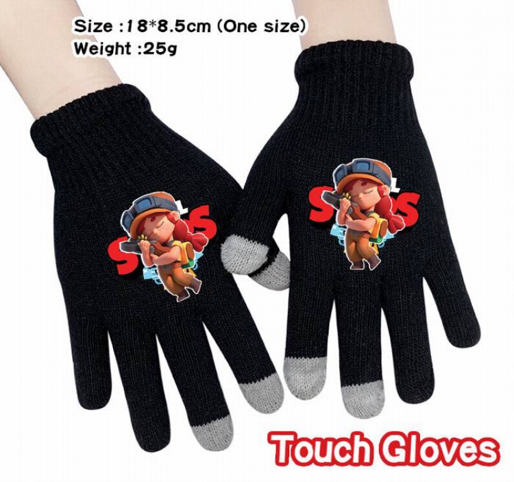 Brawl Stars-11A Black Anime knit full finger touch screen gloves